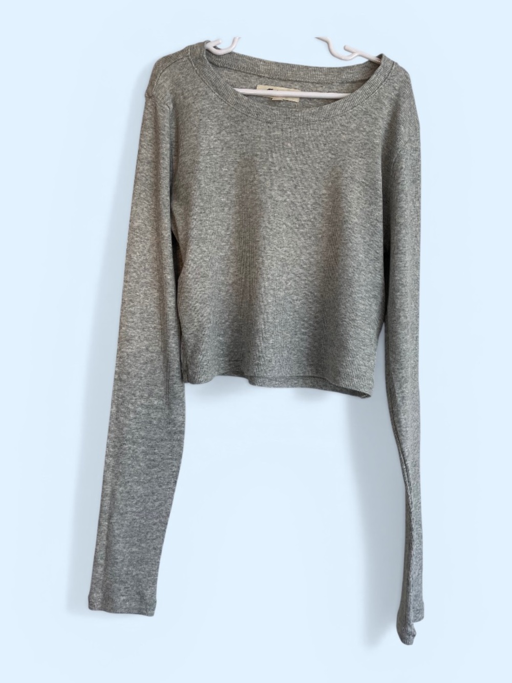 Madewell Cotton Modal Ribbed Gray Cropped Tee Size Small